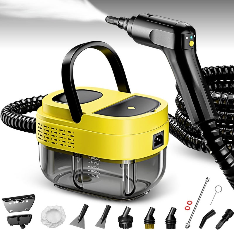 Flgocexs Steam Cleaner,15s Heat-Up,1.6L Tank,3-Level Adjustable Handle,2500W Steamer for Cleaning,Portable Steamer for Cleaning with 16PCS Accessories,Steam Cleaner for Home,Car,Dirt,Grease,Grout,Tile,Couch - Image 1